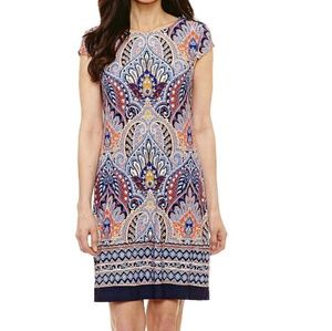 R & K cap sleeve sheath orange/blue (size ps)